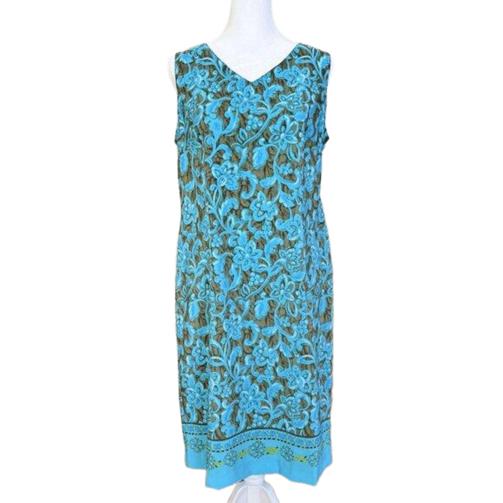 Kathie Lee Collection Dress, Turquoise /Green, Sleeveless, Full Zipper, Size 10